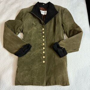 RARE VTG Scully Leather Suede Jacket 10 Army Green Black Trim Steampunk Western